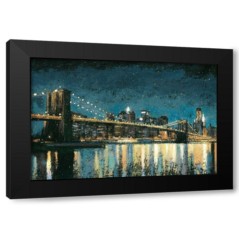 Bright City Lights Blue I Black Modern Wood Framed Art Print with Double Matting by Wiens, James