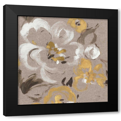 Brushed Petals II Gold  Black Modern Wood Framed Art Print by Pela