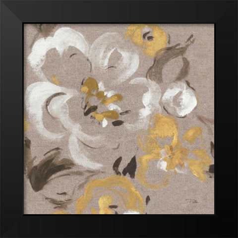 Brushed Petals II Gold  Black Modern Wood Framed Art Print by Pela