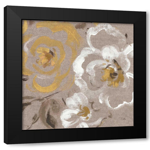Brushed Petals III Gold  Black Modern Wood Framed Art Print by Pela
