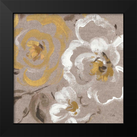 Brushed Petals III Gold  Black Modern Wood Framed Art Print by Pela