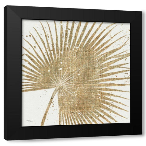 Gold Leaves II Black Modern Wood Framed Art Print with Double Matting by Wellington Studio