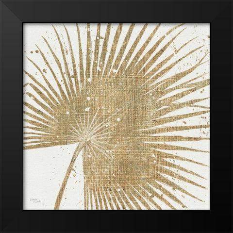 Gold Leaves II Black Modern Wood Framed Art Print by Wellington Studio