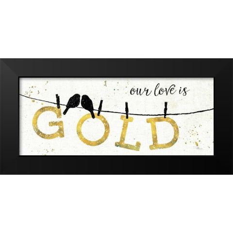 Shine Like Gold II Black Modern Wood Framed Art Print by Pela Studio