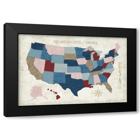 USA Modern Vintage Blue Black Modern Wood Framed Art Print with Double Matting by Mullan, Michael