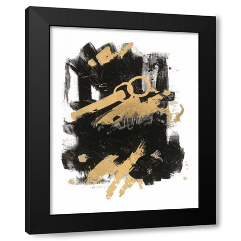 Gold Black Abstract I Black Modern Wood Framed Art Print by Schick, Mike