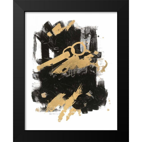 Gold Black Abstract I Black Modern Wood Framed Art Print by Schick, Mike