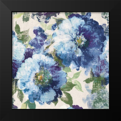 Indigo Floral Gallery Black Modern Wood Framed Art Print by Wild Apple Portfolio