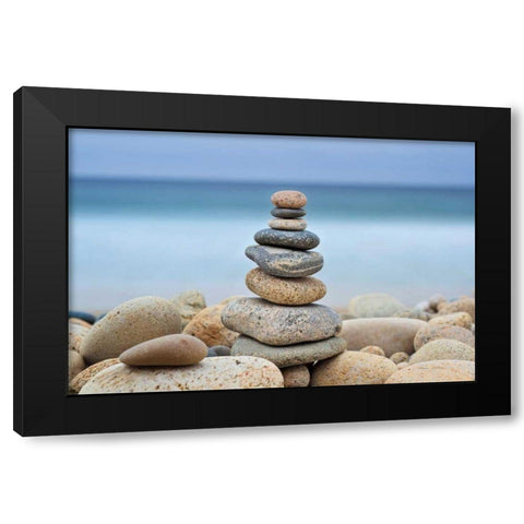 Stonewall Beach Cairn Black Modern Wood Framed Art Print by Gendreau, Katherine