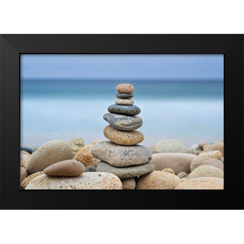 Stonewall Beach Cairn Black Modern Wood Framed Art Print by Gendreau, Katherine