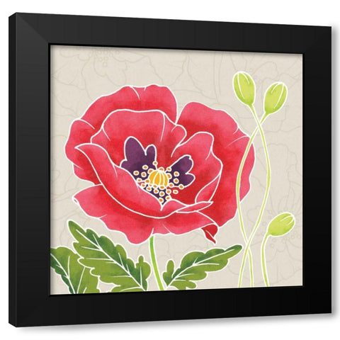 Sunshine Poppies IV Black Modern Wood Framed Art Print by DeNeige, Elyse