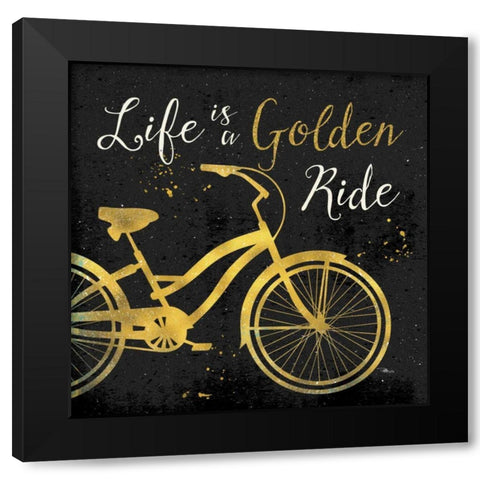 Golden Ride I Black Modern Wood Framed Art Print by Pela Studio