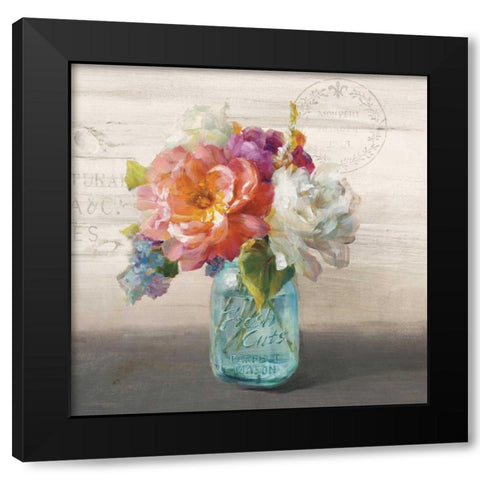 French Cottage Bouquet I  Black Modern Wood Framed Art Print with Double Matting by Nai, Danhui