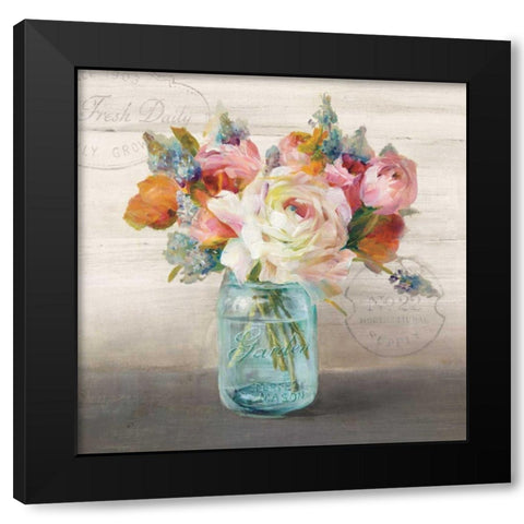 French Cottage Bouquet II  Black Modern Wood Framed Art Print with Double Matting by Nai, Danhui