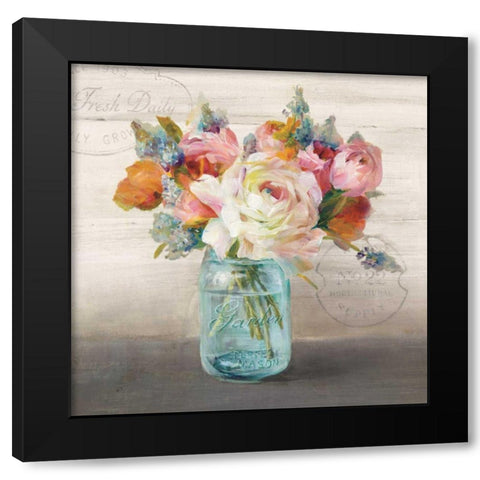 French Cottage Bouquet II  Black Modern Wood Framed Art Print by Nai, Danhui