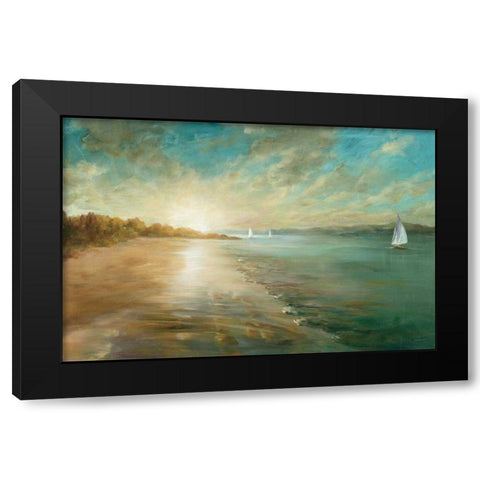 Coastal Glow Black Modern Wood Framed Art Print with Double Matting by Nai, Danhui