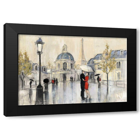 Spring Rain Paris Eiffel Black Modern Wood Framed Art Print with Double Matting by Purinton, Julia