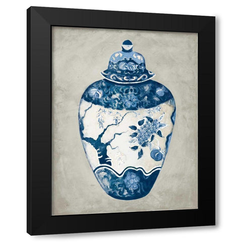 Imari Urn I Blue and White Black Modern Wood Framed Art Print with Double Matting by Hageman, Marilyn