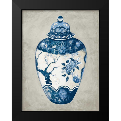 Imari Urn I Blue and White Black Modern Wood Framed Art Print by Hageman, Marilyn