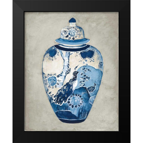Imari Urn II Blue and White Black Modern Wood Framed Art Print by Hageman, Marilyn
