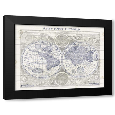 A New Map of the World Black Modern Wood Framed Art Print with Double Matting by Schlabach, Sue