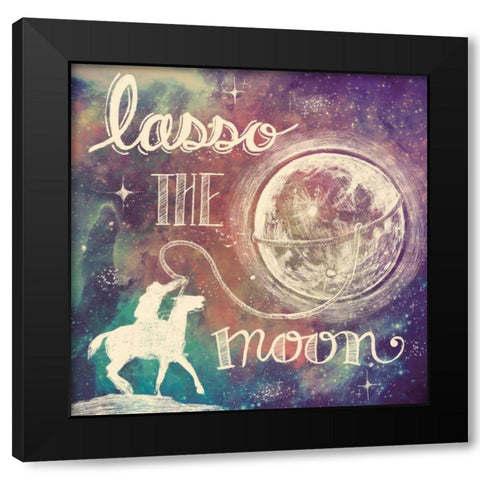 Universe Galaxy Lasso the Moon Black Modern Wood Framed Art Print with Double Matting by Urban, Mary