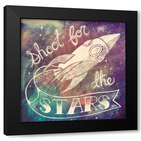 Universe Galaxy Shoot For the Stars Black Modern Wood Framed Art Print by Urban, Mary