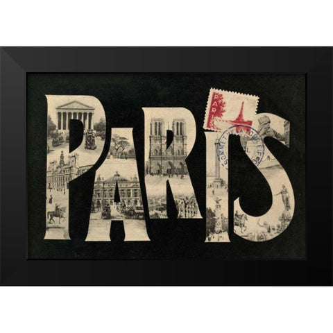 Postcard from Paris Black Modern Wood Framed Art Print by Wild Apple Portfolio