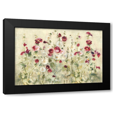 Hollyhocks Row Cool Black Modern Wood Framed Art Print by Blum, Cheri