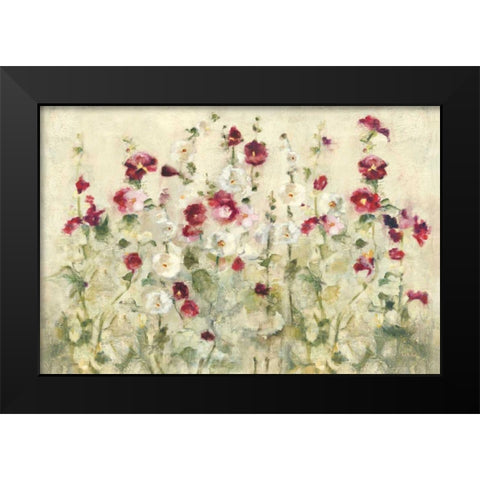 Hollyhocks Row Cool Black Modern Wood Framed Art Print by Blum, Cheri