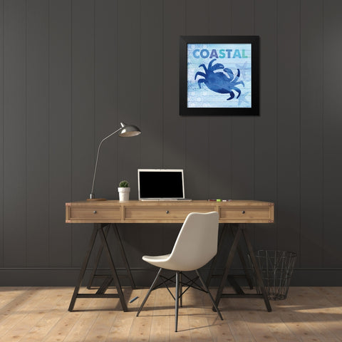Sea Glass Crab Black Modern Wood Framed Art Print by Studio Bella