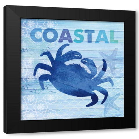 Sea Glass Crab Black Modern Wood Framed Art Print with Double Matting by Studio Bella