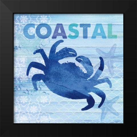 Sea Glass Crab Black Modern Wood Framed Art Print by Studio Bella