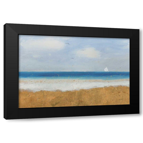 Beach Horizon Black Modern Wood Framed Art Print by Wiens, James