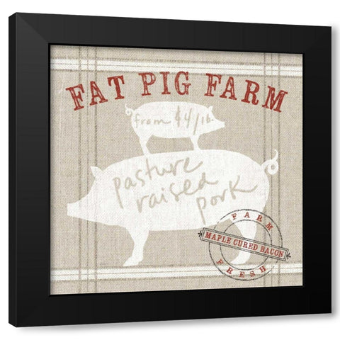 Farm linen pig Black Modern Wood Framed Art Print with Double Matting by Schlabach, Sue