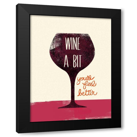Wine A bit Black Modern Wood Framed Art Print with Double Matting by Studio Bella