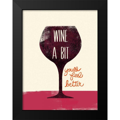 Wine A bit Black Modern Wood Framed Art Print by Studio Bella