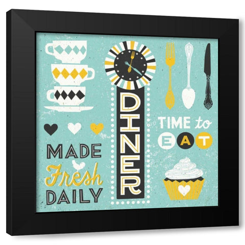 Retro Diner Collection Pattern Master Black Modern Wood Framed Art Print by Mullan, Michael