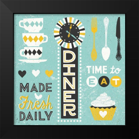 Retro Diner Collection Pattern Master Black Modern Wood Framed Art Print by Mullan, Michael