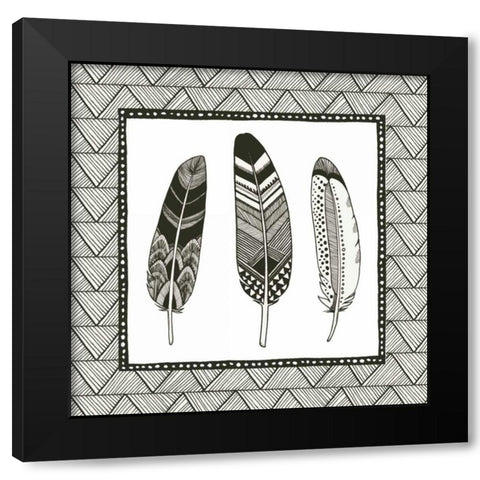 Geo Feathers I  Black Modern Wood Framed Art Print with Double Matting by Miller, Sara Zieve