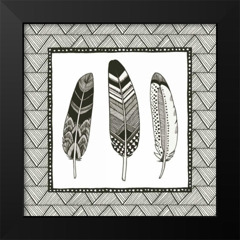 Geo Feathers I  Black Modern Wood Framed Art Print by Miller, Sara Zieve