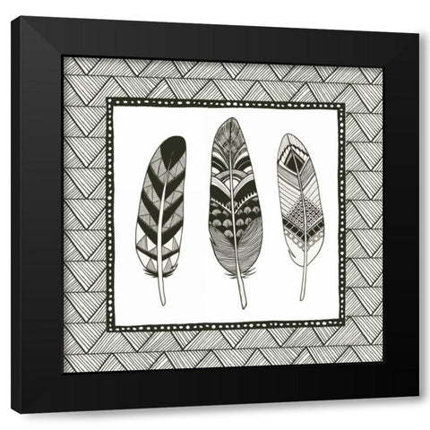 Geo Feathers IV  Black Modern Wood Framed Art Print with Double Matting by Miller, Sara Zieve