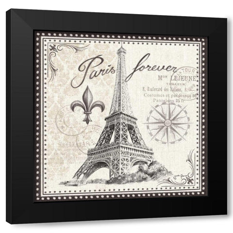 Bonjour Paris III Black Modern Wood Framed Art Print with Double Matting by Penner, Janelle