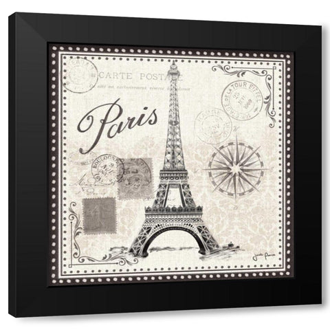 Bonjour Paris IV Black Modern Wood Framed Art Print with Double Matting by Penner, Janelle