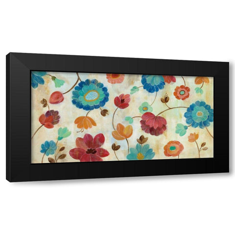 Coral and Teal Garden III Black Modern Wood Framed Art Print with Double Matting by Vassileva, Silvia