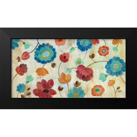Coral and Teal Garden III Black Modern Wood Framed Art Print by Vassileva, Silvia