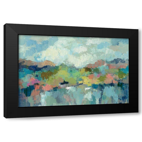 Abstract Lakeside Black Modern Wood Framed Art Print with Double Matting by Vassileva, Silvia