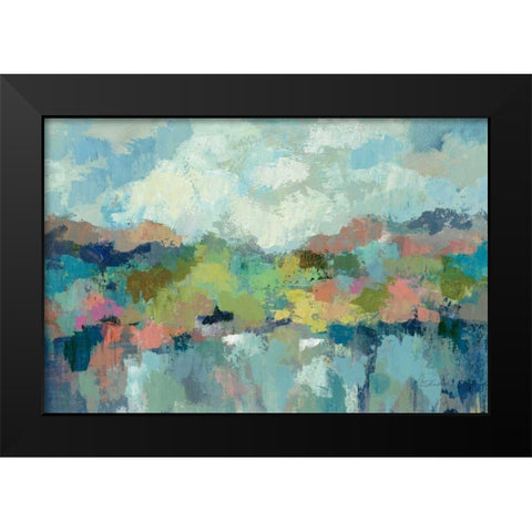 Abstract Lakeside Black Modern Wood Framed Art Print by Vassileva, Silvia