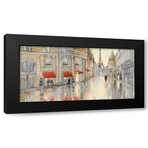Touring Paris Couple Black Modern Wood Framed Art Print with Double Matting by Purinton, Julia
