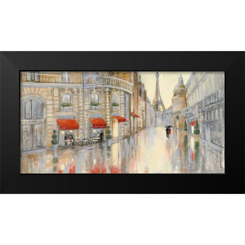 Touring Paris Couple Black Modern Wood Framed Art Print by Purinton, Julia